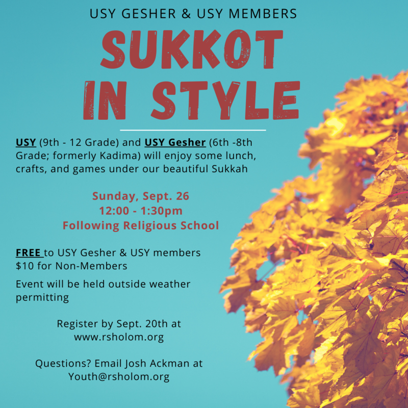 Banner Image for USY and USY Gesher Sukkot in Style