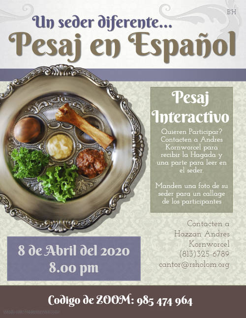 Banner Image for Spanish Seder with Cantor in the Zoom Room