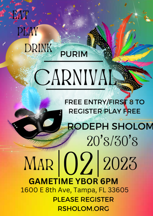 Banner Image for 20's and 30's Purim Carnival at Gametime Ybor