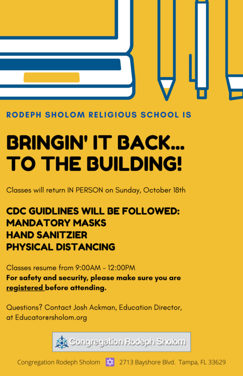 Banner Image for Religious School Returns to the Building 